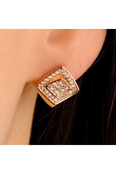 Lekka Design VIP Series Steel Women's Zircon Stone Quadrilateral Luxury Earrings