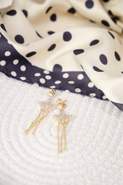 Lekka Design Swinging Triangle Baguette Anti-Tarnish Steel Luxury Women's Earrings