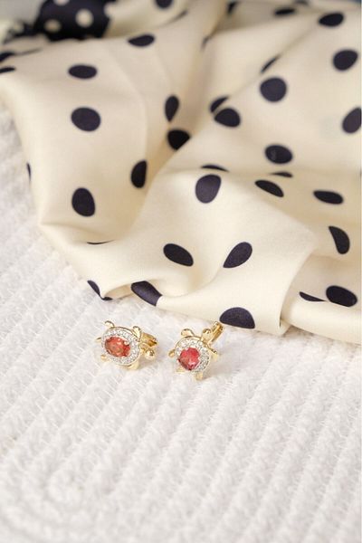 Lekka Design Pink Stone Caretta Non-Tarnish Luxury Women's Steel Earrings Jewelry