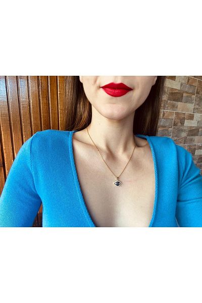 Lekka Design Colorful Zircon Eye Anti-Tarnish Steel Women's Necklace