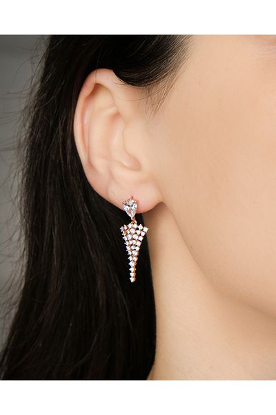 Lekka Design Women's Non-Tarnish Steel Luxury Jewelry Zircon Drop Stone Evening Dress Earrings