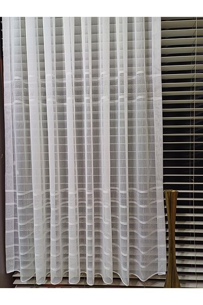 venedik home Bamboo Floor 4 Rows Dobby Ecru Color Tulle Curtain 1X3 Close Pleat No Crease No Ironing Tulle Curtain