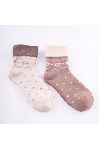 hogso جوارب نسائية مكونة من قطعتين من منشفة Snowflake