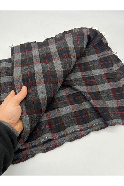 Kumaş Sevdası 40% Wool Plaid Lumberjack Fabric (Width140Cm)Shirts, Skirts, Jackets Etc