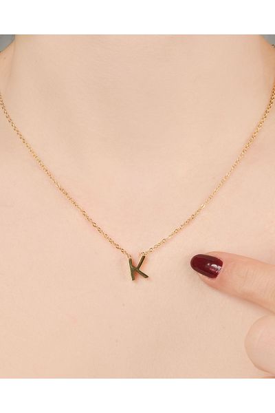 Lekka Design Women's Non-Tarnish Steel Jewelry K Letter Necklace