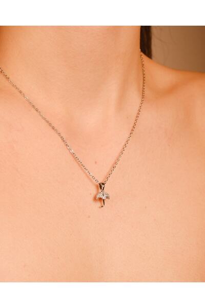 Lekka Design Gümüş Renkli Şemsiye Kararmaz Çelik Takı Kadın Kolye