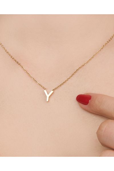 Lekka Design Women's Non-Tarnish Steel Jewelry Y Letter Necklace