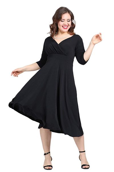 Zer Otantik Black Plus Size Evening Dress - Kl8003 Model Dress