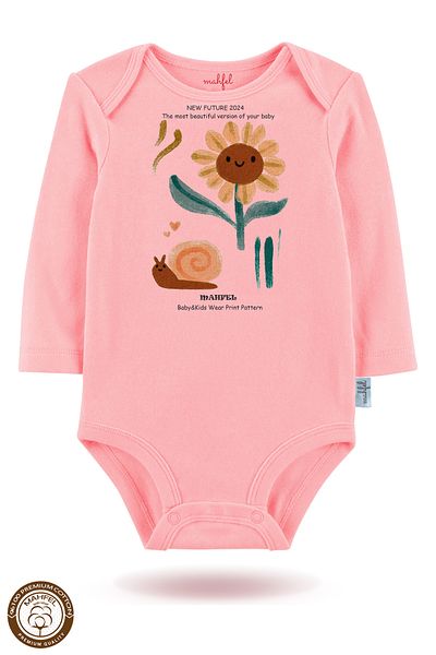 MAHFEL 2-Piece 100% Cotton Organic Printed Snap Fastener Baby Bodysuit