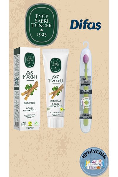 Eyüp Sabri Tuncer 90ml Natural Miswak Extract Toothpaste and Ultra Soft Toothbrush - Pro-Clinic