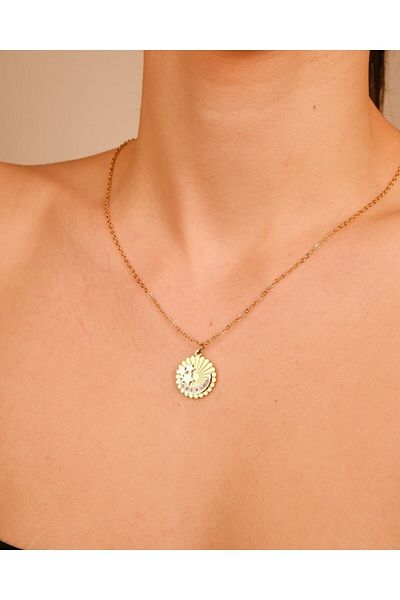 Lekka Design Women's Jewelry Non-Tarnish Steel Moon Star Necklace