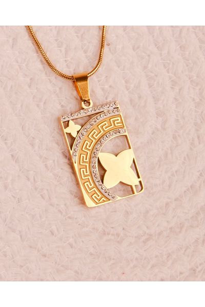 Lekka Design Non-Tarnish Steel Clover Plate Women's Necklace