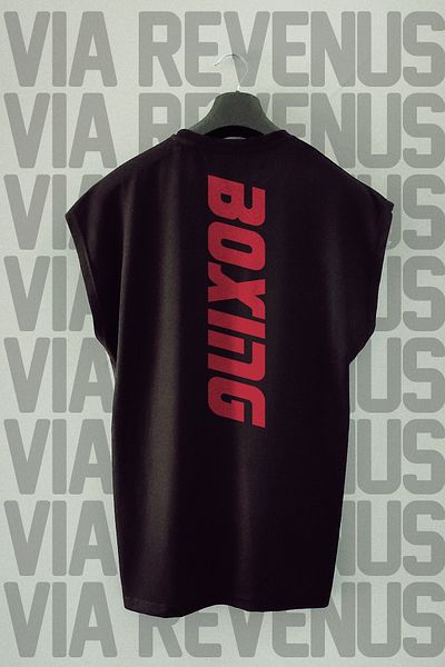 Vordevia Boxing Printed 100% Cotton Zero Sleeve Sports Tshirt
