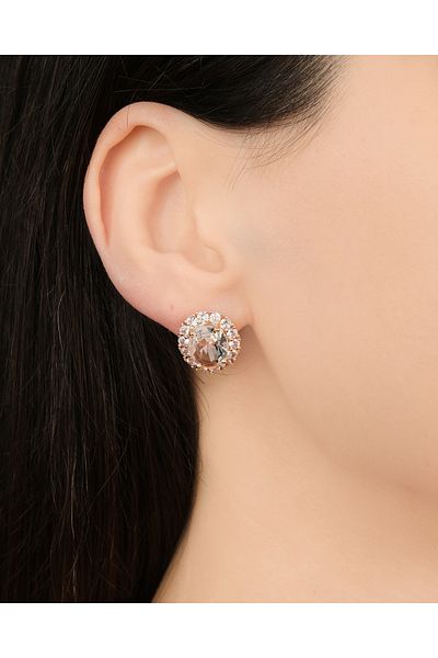 Lekka Design Women's Non-Tarnish Steel Luxury Jewelry Oval Zircon Stone Evening Dress Earrings