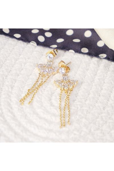 Lekka Design Swinging Triangle Baguette Anti-Tarnish Steel Luxury Women's Earrings