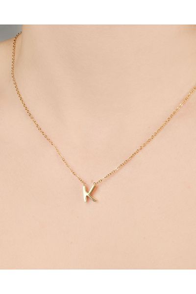 Lekka Design Women's Non-Tarnish Steel Jewelry K Letter Necklace