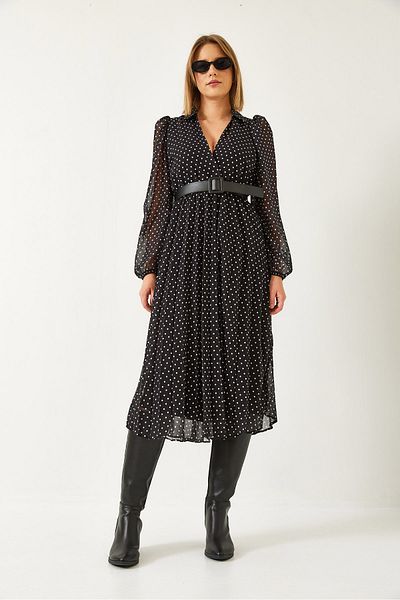 Bianco Lucci Női pöttyös öves bélelt ruha 3771 60351290