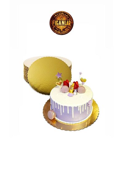 figanlar ambalaj Gold Color 20 cm Thick Tissue Cake Presentation Base 10 Pieces Gold Cake Paper Cake Six Tissue Base