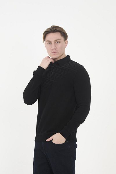 Maccali Men's Classic Button Basic Winter Long Black Polo Neck T-Shirt