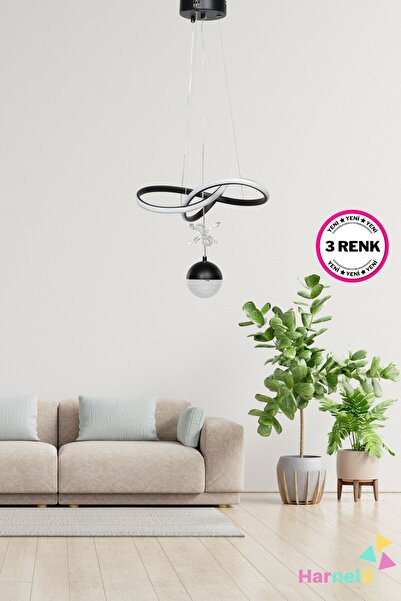 Harnelli 3 Renk Yanabilen Şeker Camlı Modern Ledli Avize