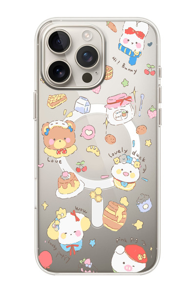 shoptocase iPhone 16 PRO MAX Uyumlu Lucky Animals Desenli MagSafe Şeffaf Sili...