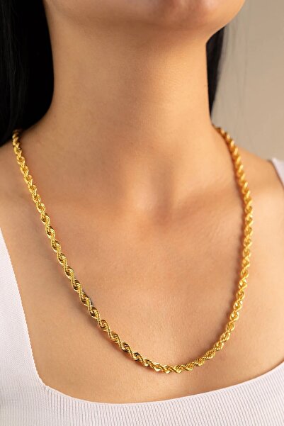 Üresinler Kuyumculuk 14 Ayar Altın Halat Burgu Zincir 4 mm Ömür Boyu Garanti 7gr