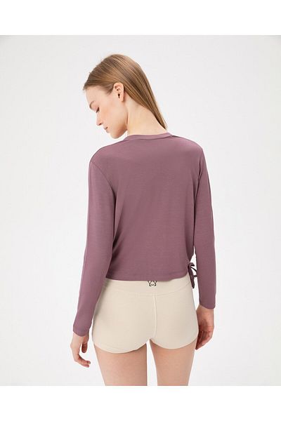 Ayma Active Εκκαβερό ™   Βισκόζη λιλά μπλούζα με διπλό στήθος - μακρύ μανίκι και κορδόνι