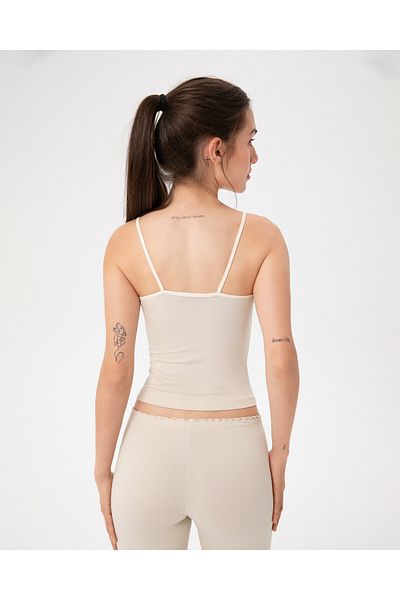 Ayma Active Women's Cream Ecovero Viscous Drawstring Tank Top