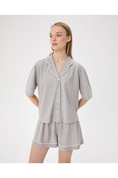 Ayma Active Жіноча піжама з короткими рукавами та сірими ґудзиками