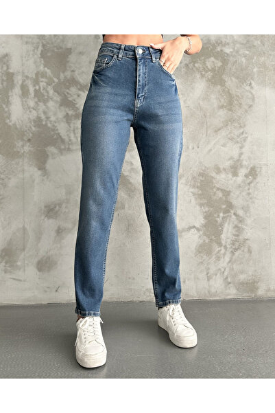 Tintli Mom Jean Pantolon Deep Blue