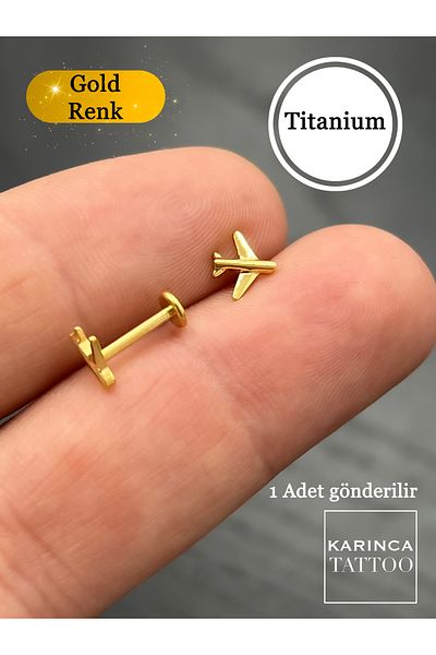 Karınca Piercing ثقب من التيتانيوم للطائرات عالي الجودة - رحلة طيارية، قلادة مسطحة من اللولب، حلق من الزنمة للأذن الأنفية