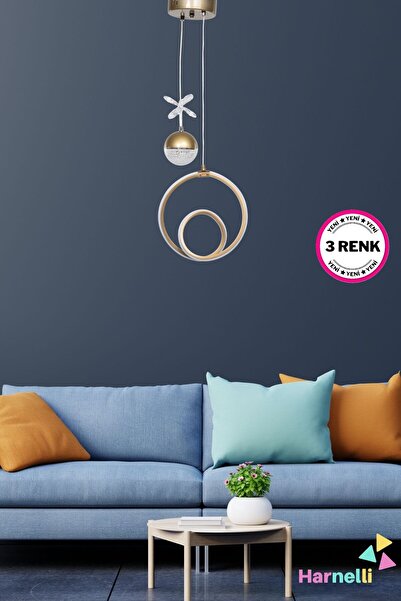 Harnelli 3 Renk Yanabilen Şeker Camlı Modern Ledli Avize