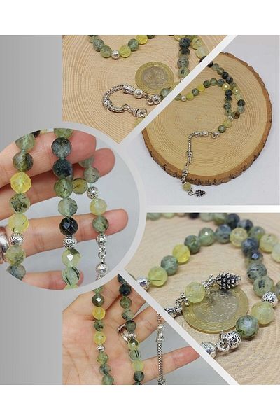 Yasamtohumu Πέτρα Prehnite (Prinayt) - Μεσημεριανός τεμάχιο 8mm με κομμένο ροζάριο 33 (36525)