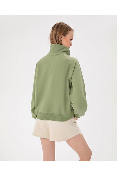 Ayma Active Ανοιχτό πράσινο γιακά με μισό φερμουάρ Oversize φούτερ