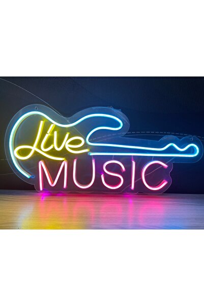 Disa Neon LED Tabela Dekoratif Aydınlatma -Live Music, 50x24cm-