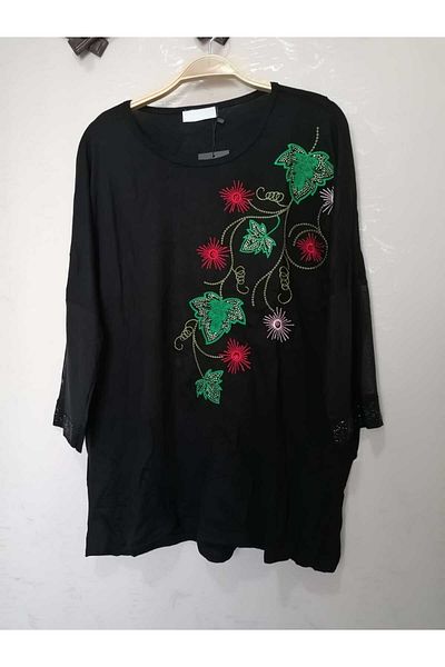 anne moda ankara Βαμβακερό βραδινό φόρεμα Loose Sparkling Μπλούζα