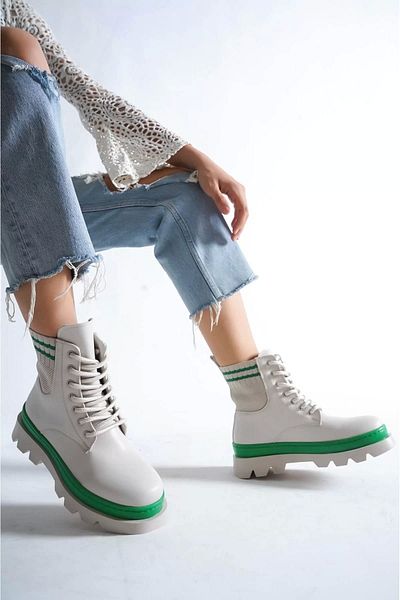 ayakuydur Green Detailed Women's Lace up Boots