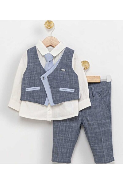 Butik Babydola 4 Lükravatlı Gömlek Yelek Pantolon Takım