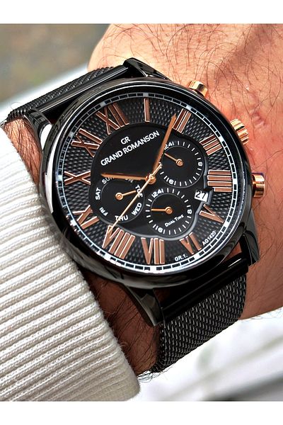 Romanson Functions Active 5 Atm Waterproof Steel Band Steel Case Men Wrist Watch 1420.06