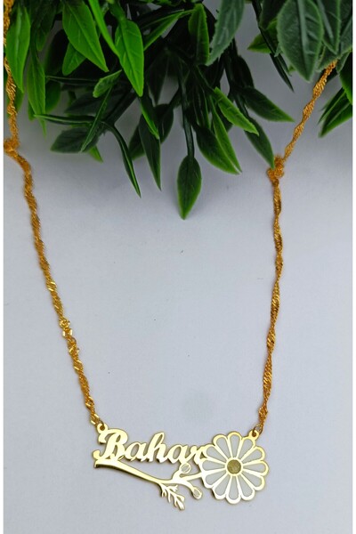 Tasarım Kişileştirilmiş İsimli Papatyalı Kolye