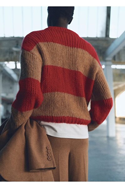 MANGO Woman Kalın triko çizgili kazak