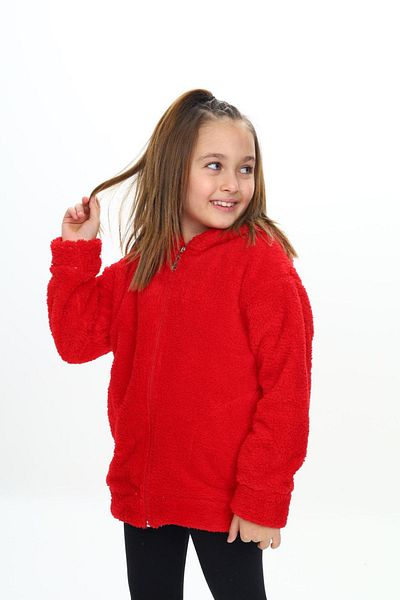 My Kids Wear Palton pentru copii de pluș cu fermoar cu glugă