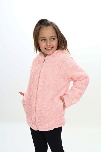 My Kids Wear Hooded Zippered Plush Kids Coat