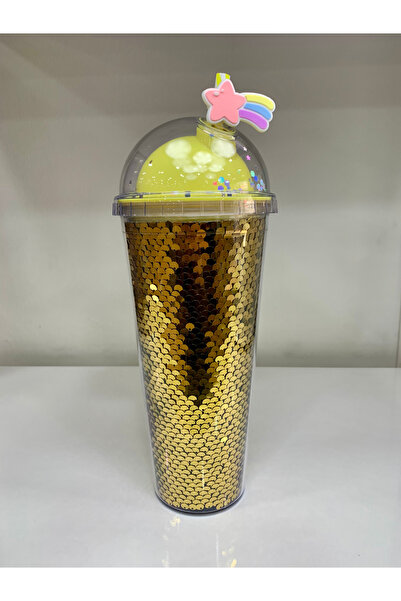 HACIOGLU STORE ÇOK RENKLİ UNİCORN-SİMLİ PULLU KAPAKLI ÇİFT CİDARLI-PİPETLİ BARDAK-KUPA,İÇECEK