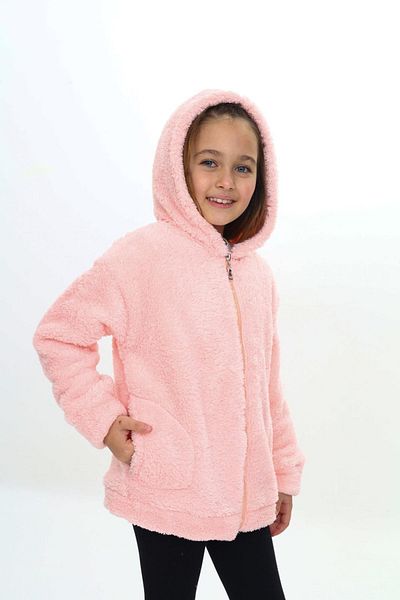 My Kids Wear Hooded Zippered Plush Kids Coat