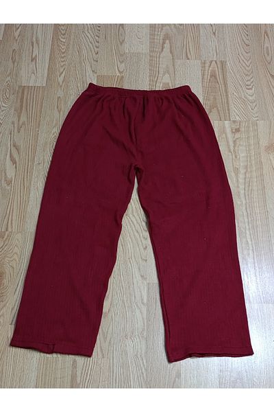 Lres Burgundy Elastic Waist Raised Wide Leg Chiffon