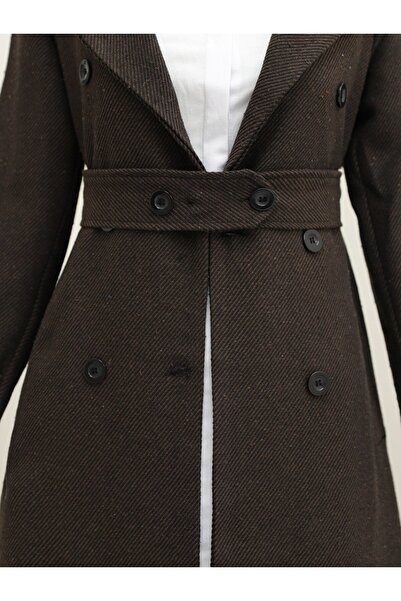 Modamorfo Brown Coat with Bolero Detail and Belt