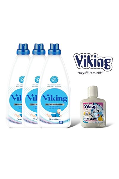 Viking Konsantre Sensitive Yumuşatıcı 1200 ml 3 Adet Uzun Süre Kalıcı Koku Ye...