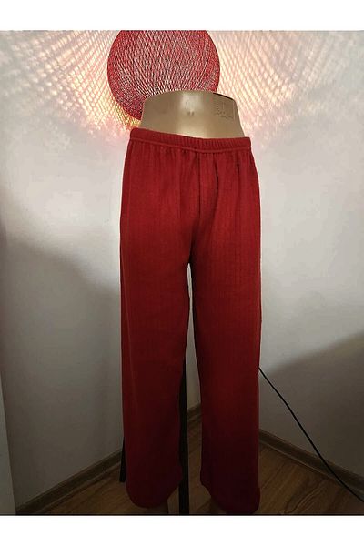 Lres Burgundy Elastic Waist Raised Wide Leg Chiffon