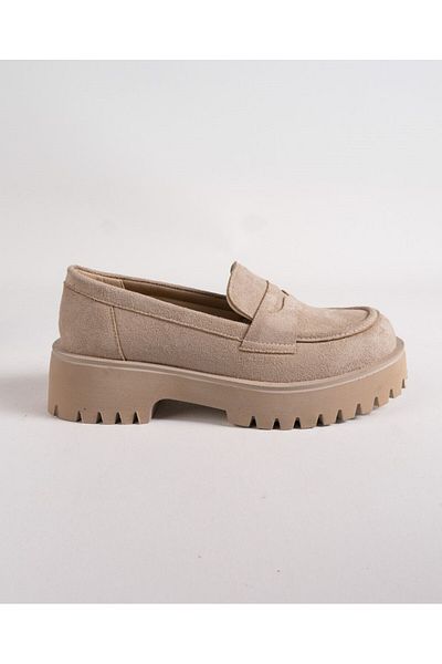 IG BUTİK Women's Suede Thick Sole Loafer Shoes